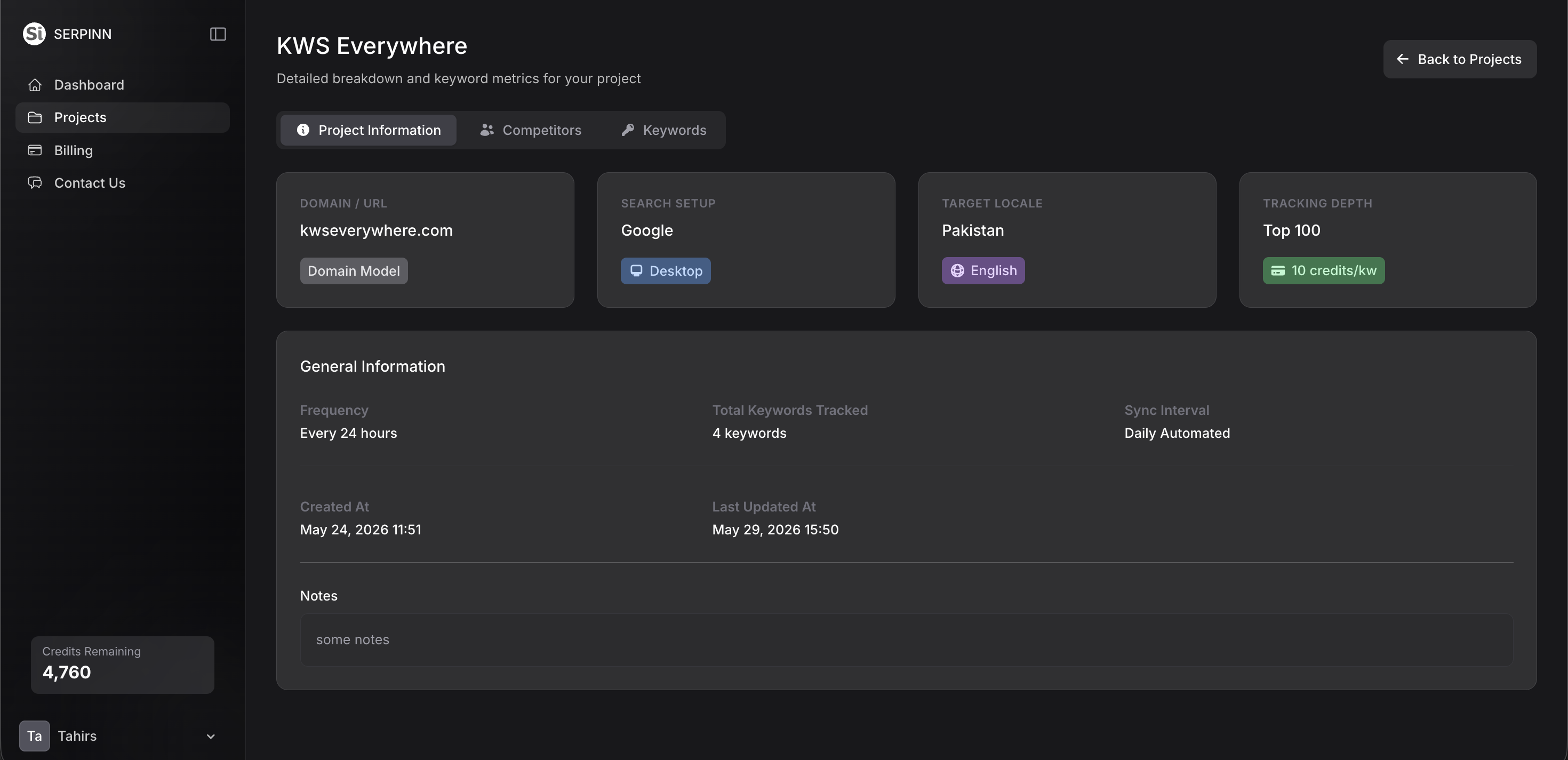 Keyword tracking